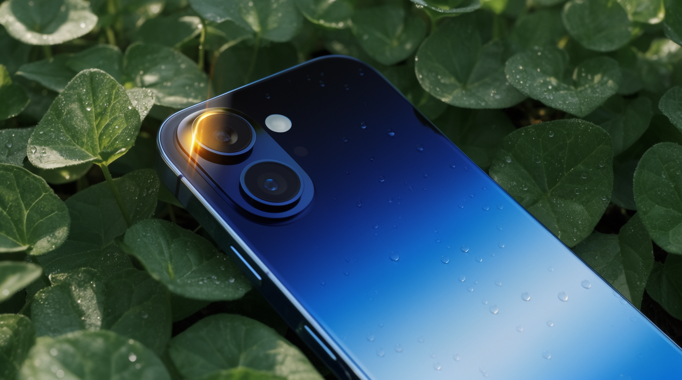 Phone among leaves creative